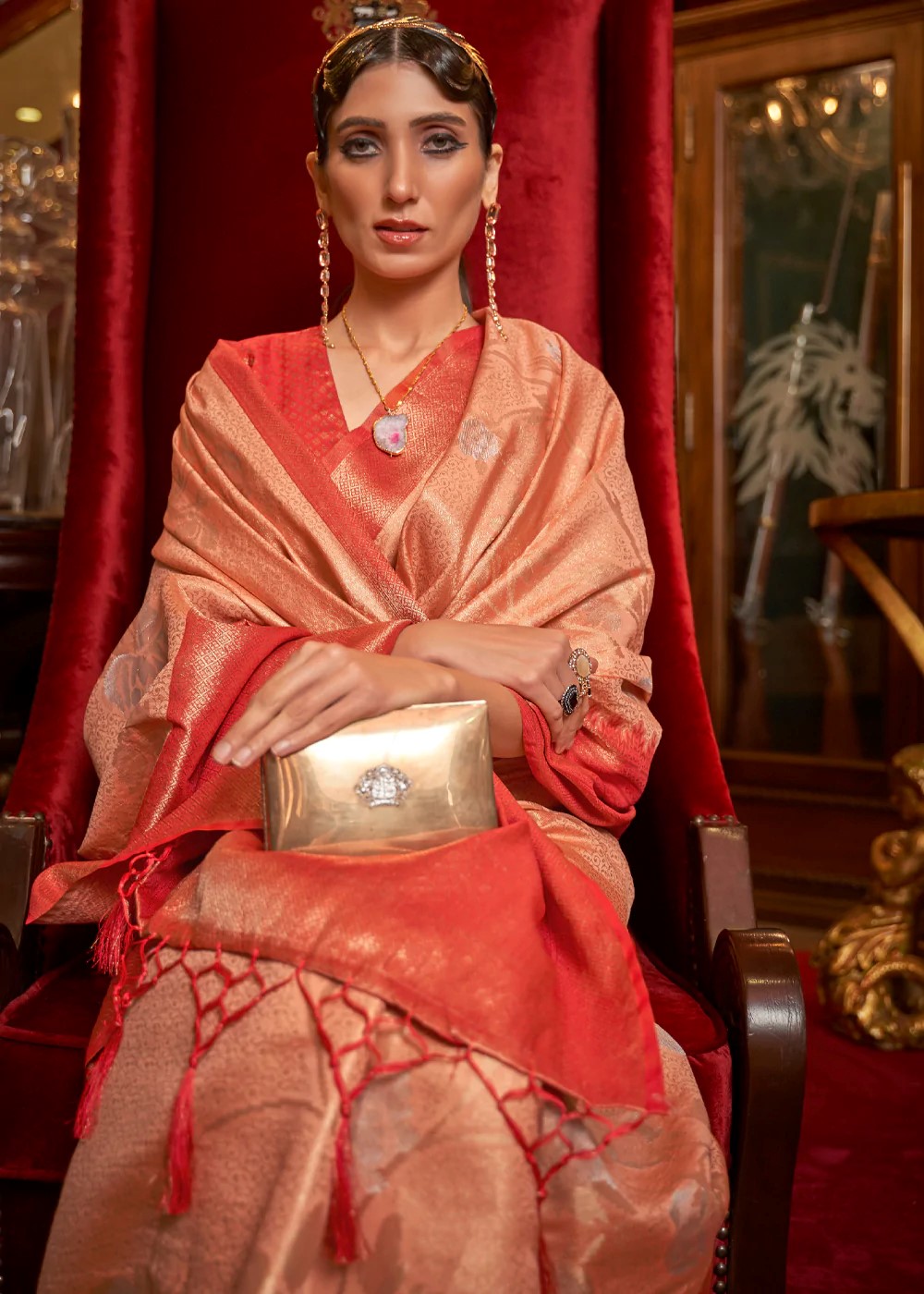 Orange Saree with Rich Pallu Banarasi Saree Collection [SoldOut]
