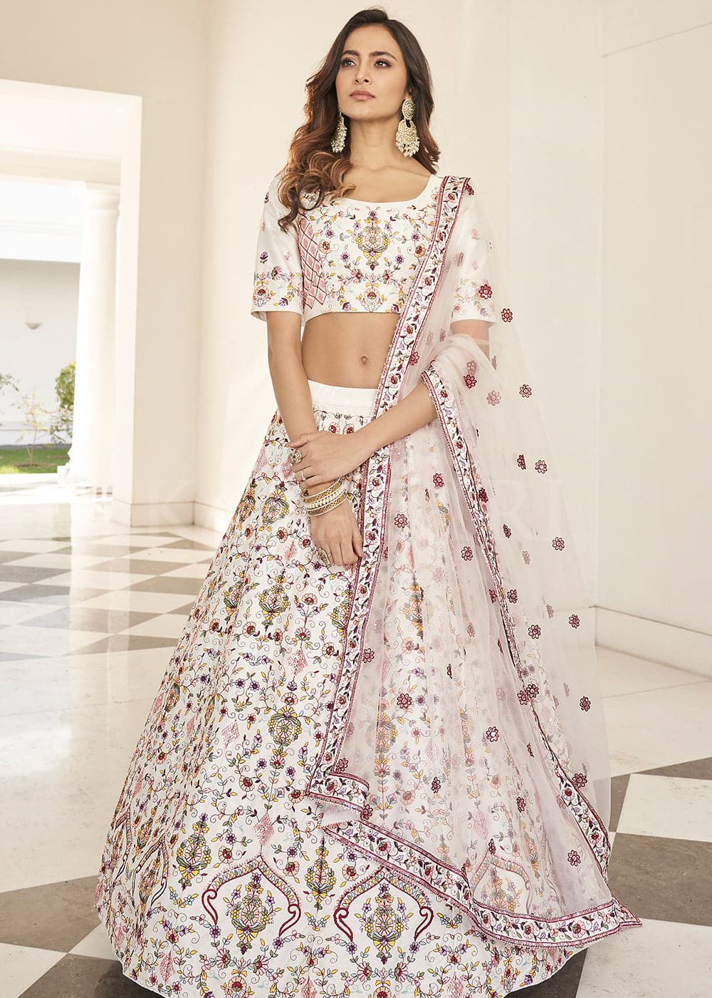 Full white sales lehenga choli