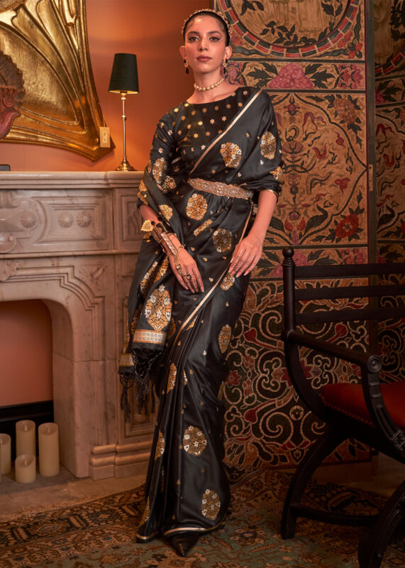Black Semi Silk Saree main image 0