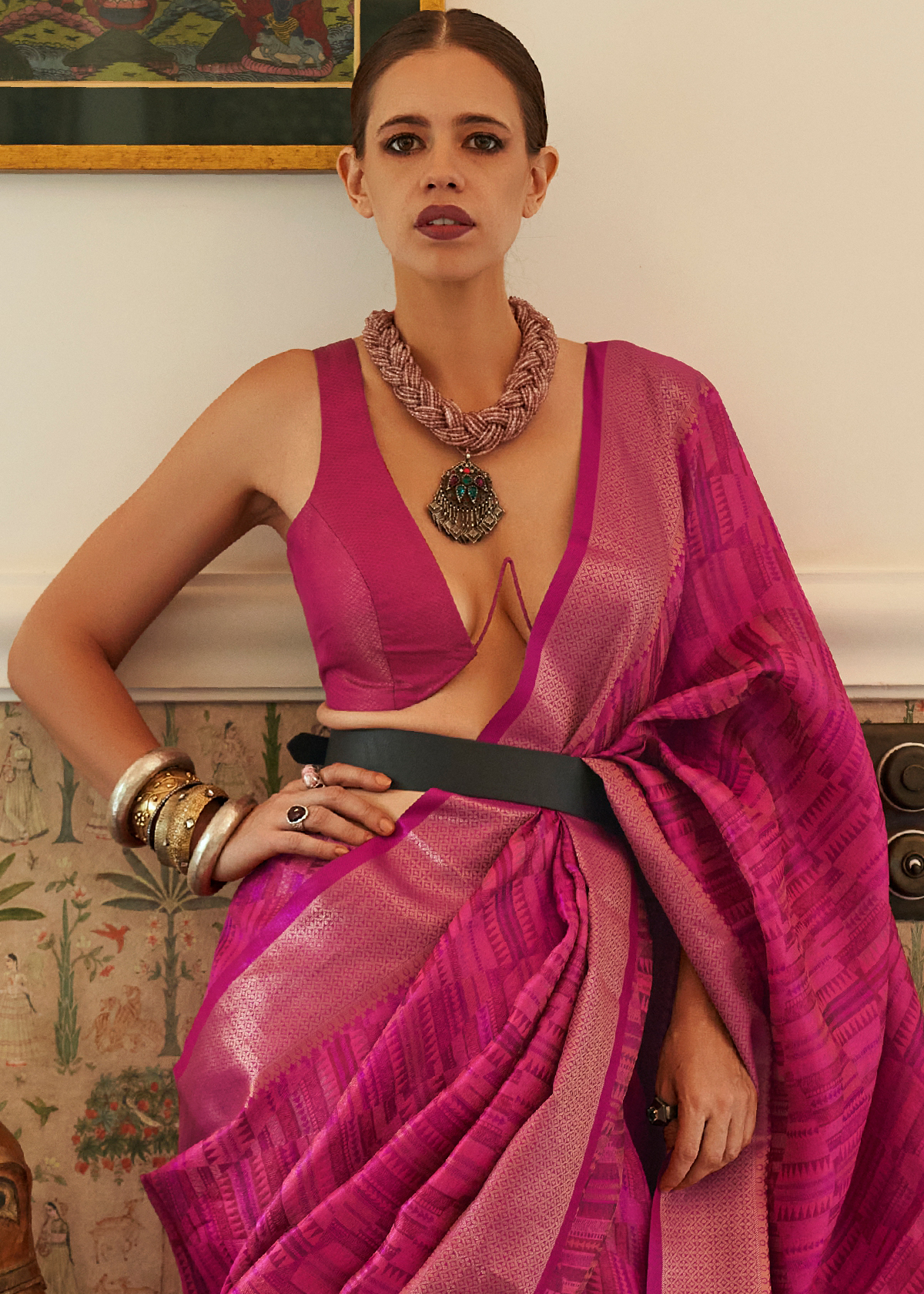 Brownish Green Dual Tone Banarasi Organza Silk Saree main image 1