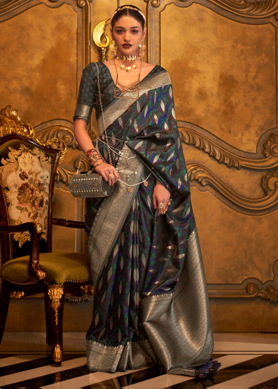 Trendy Weaving Silk Turkish Blue Designer Saree main image 1