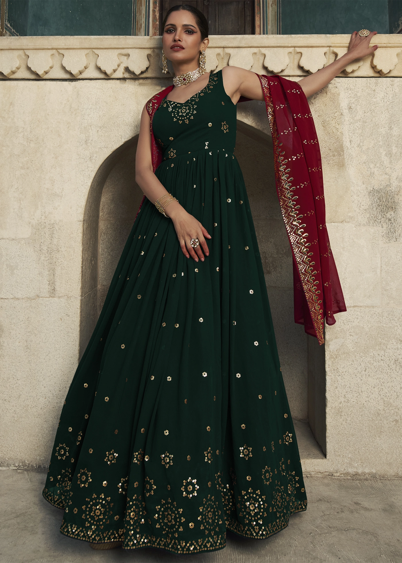 Pc D No 235 Georgette With Heavy Look Anarkali Gown With Dupatta