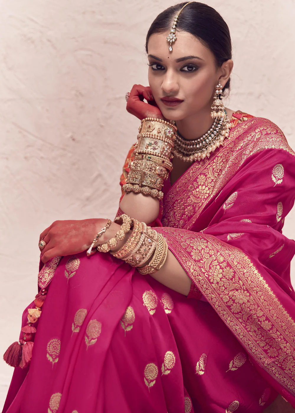 Rani pink deals bridal saree