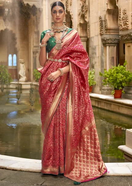 Red and gold bridal saree store
